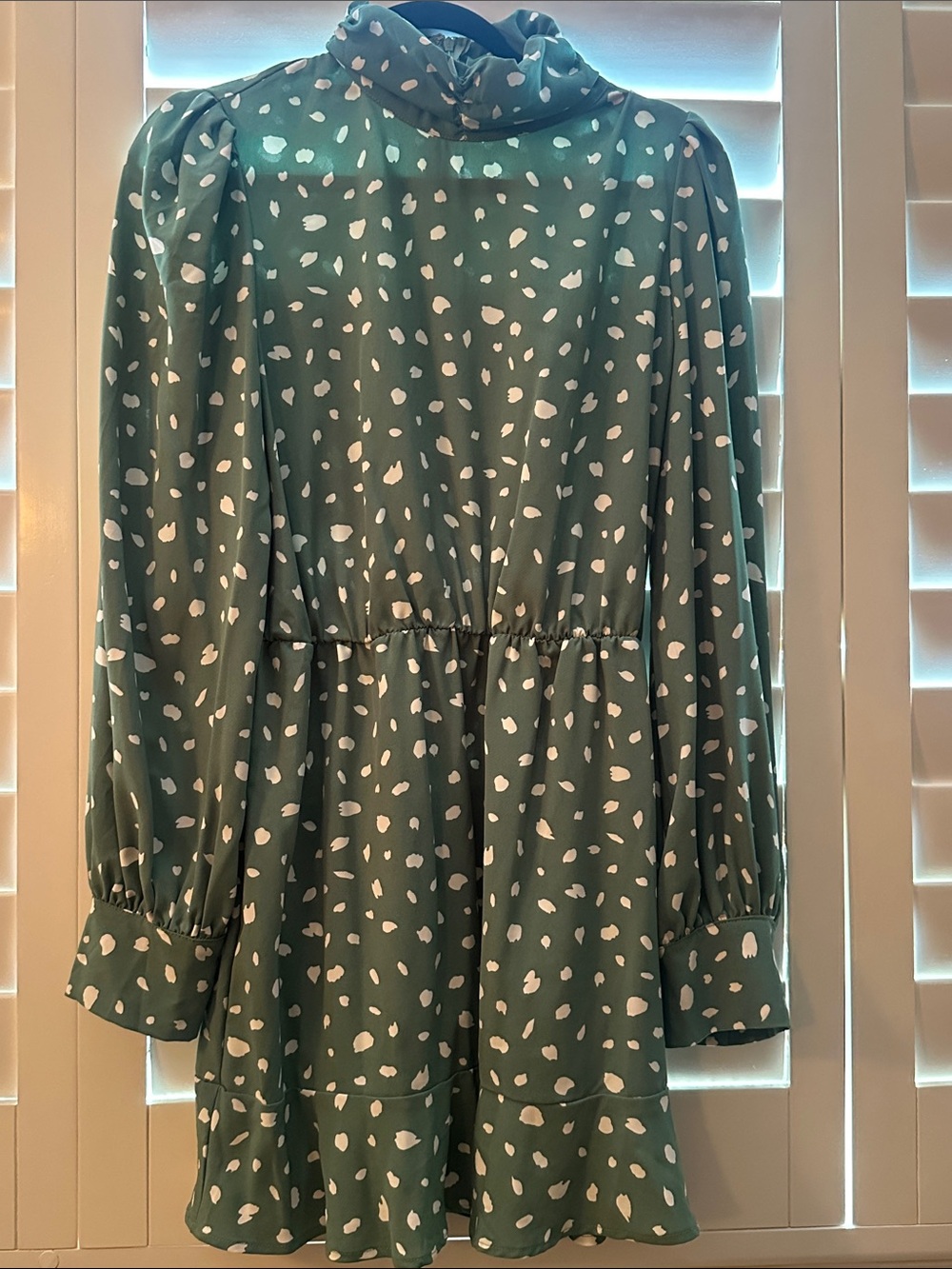 Armani Exchange Green Dress with White Spot Print